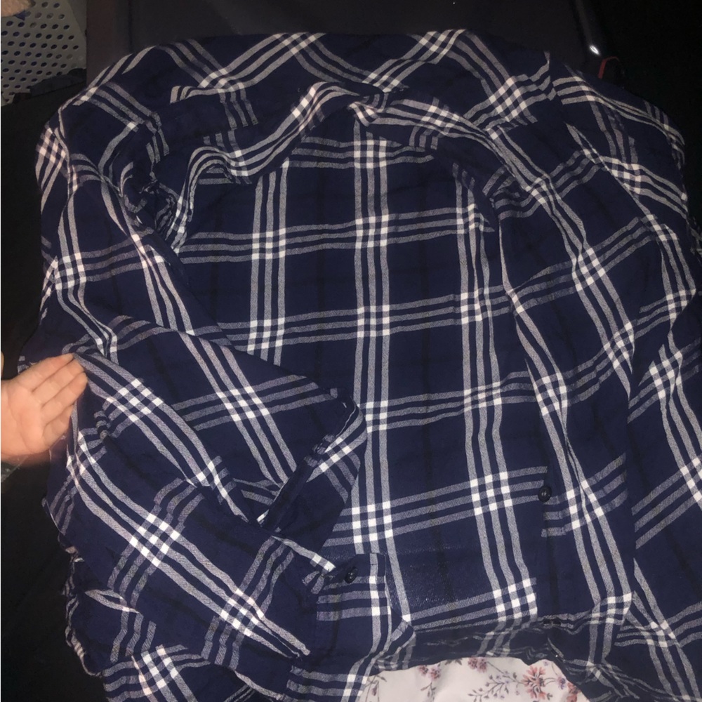 Blue plaid thin Long sleeve shirt